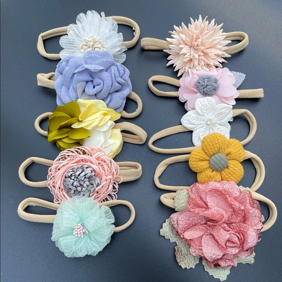 Brand new! 10 Piece baby girl flower elastic headband - Picture 5 of 5